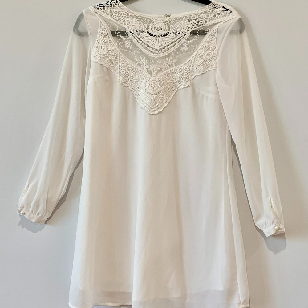 Lulu's Ivory/Cream Smock Lace Dress